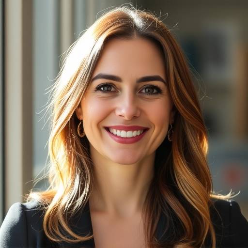 Retrato de Elena Fernández, profesora de inglés de negocios.